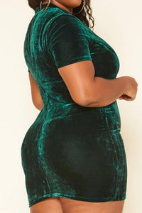 Plus Size Green Velvet Mini Dress