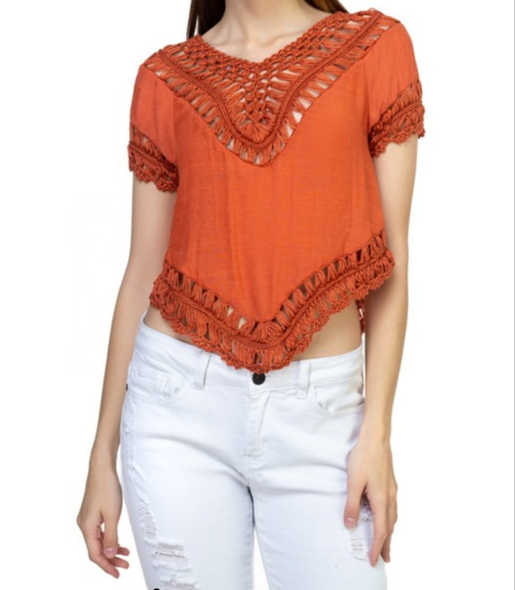 Crochet Detail Crop Top - Lookeble 