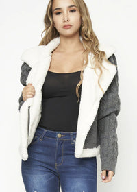 Women's Charcoal Faux Fur Lined Jacket - Lookeble 