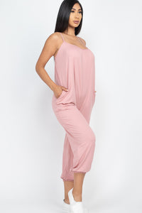 Women's Solid Spaghetti Strap Jumpsuit Romper - Lookeble