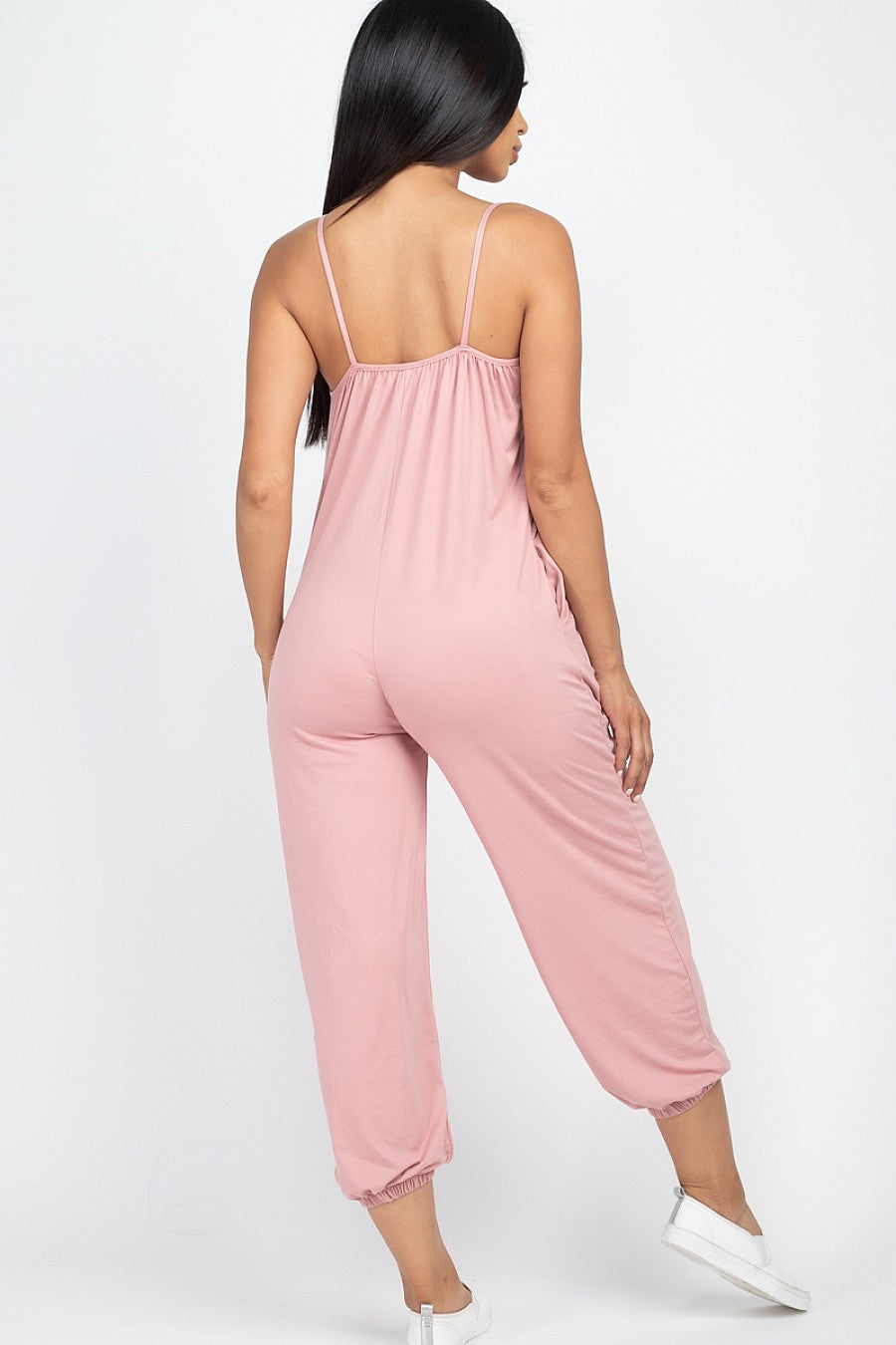Women's Solid Spaghetti Strap Jumpsuit Romper - Lookeble