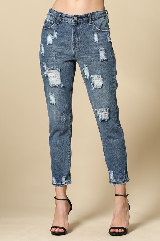 Distressed Boyfriend Jeans - Lookeble