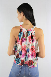 Women's Multicolor Floral Chiffon Crop Top
