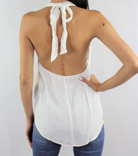 Low Back Crochet Detail Halter Top - Lookeble