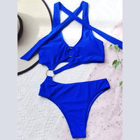 Women's Sexy Cut Out One-Piece Swimsuit With Ring Details - Lookeble