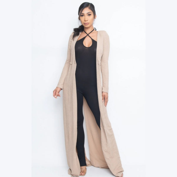 Women's Mocha Long Cardigan Duster