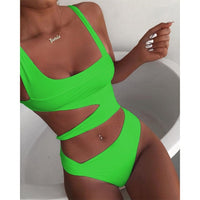 Women's Solid Sexy Cut Out One-Piece Swimwear Bathing Suit - Lookeble